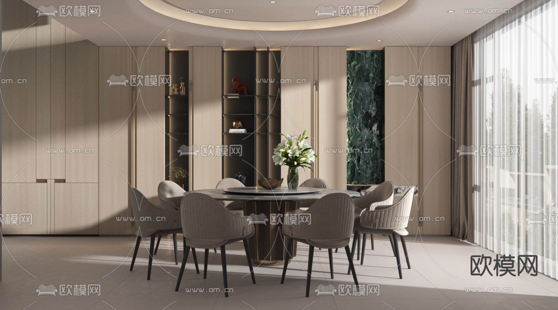 现代餐厅3d模型下载