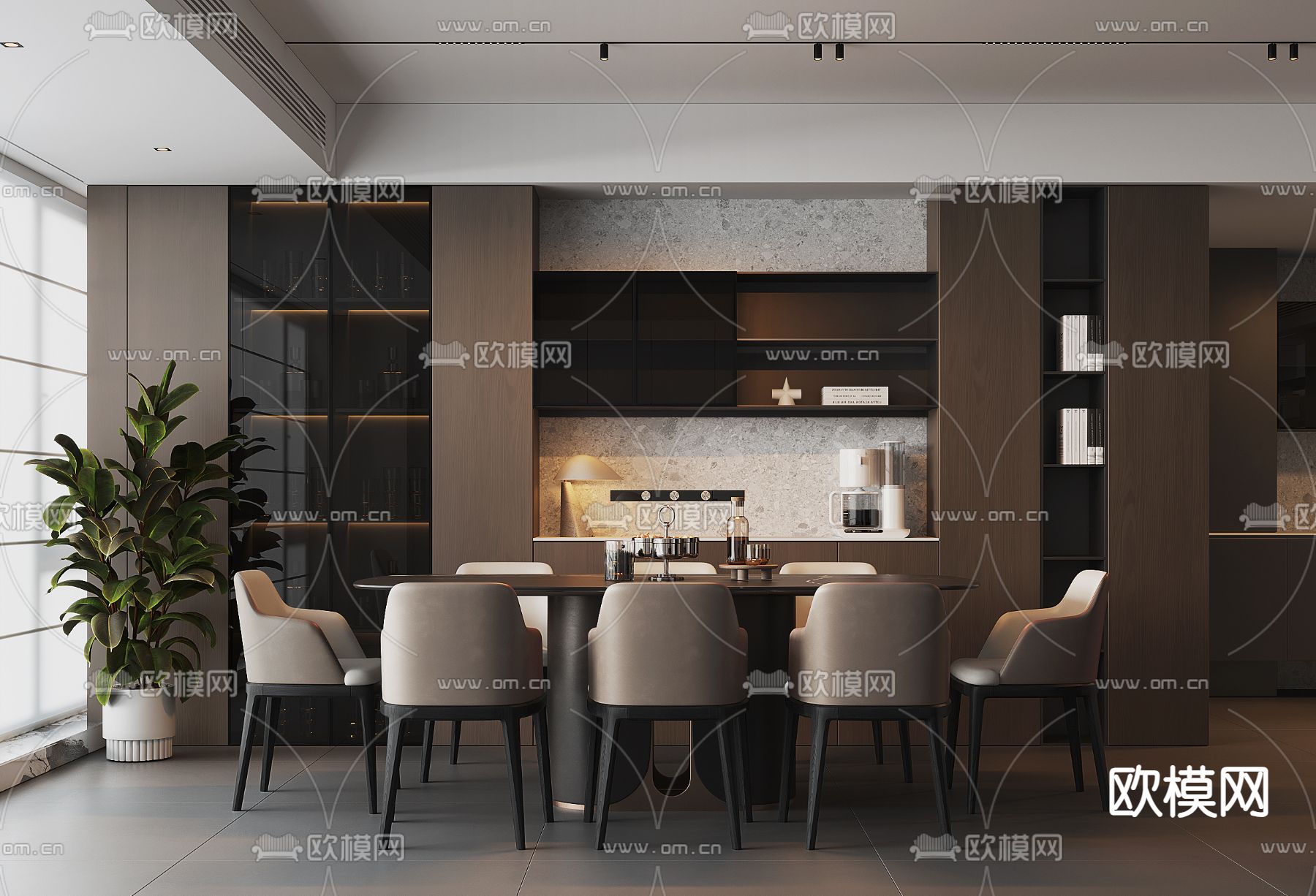 现代餐厅3d模型下载