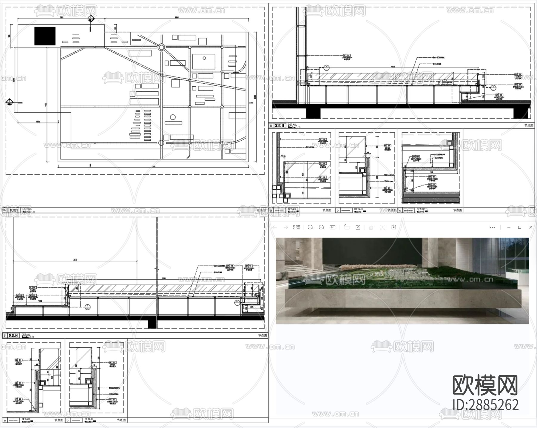 八种类型沙盘cad大样图下载（渲染图5）