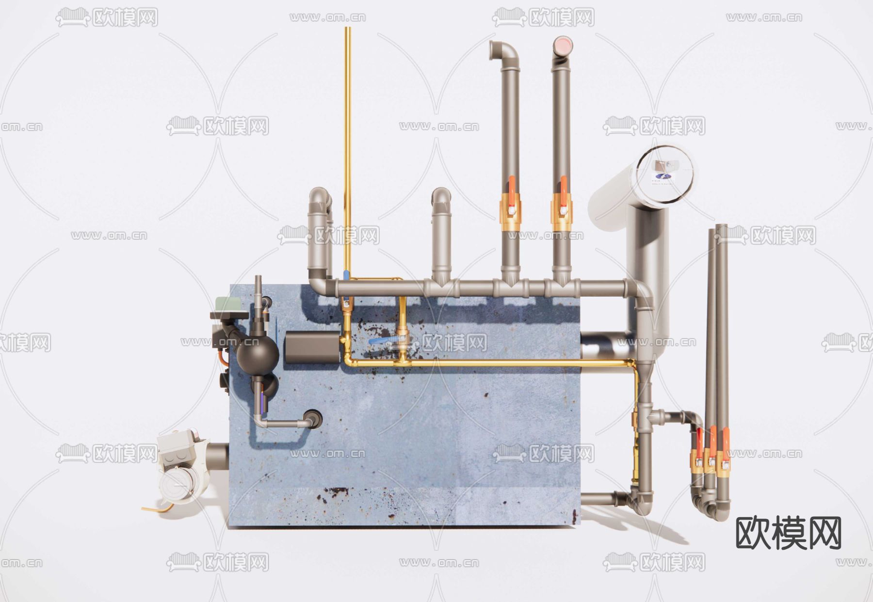 小型燃气锅炉su模型下载（渲染图4）