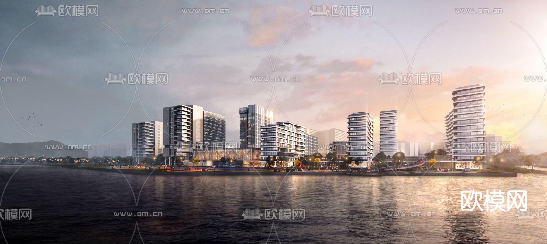 现代办公楼鸟瞰su模型下载（渲染图4）