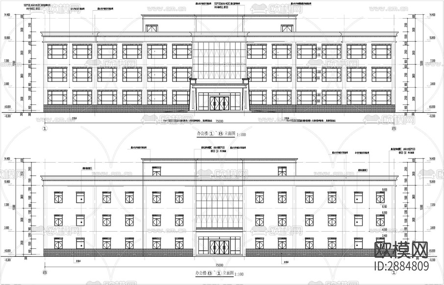 藏式辦公樓全套cad施工圖下載(渲染圖7)