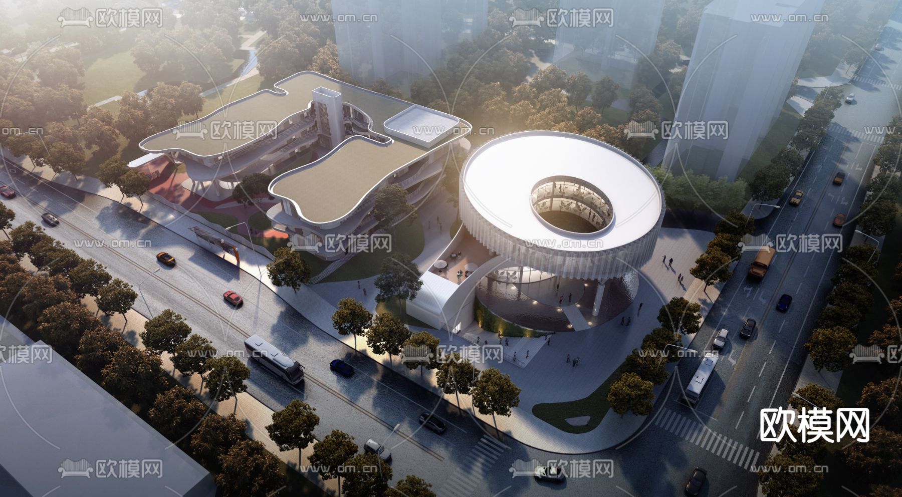 社区公服鸟瞰su模型下载（渲染图1）