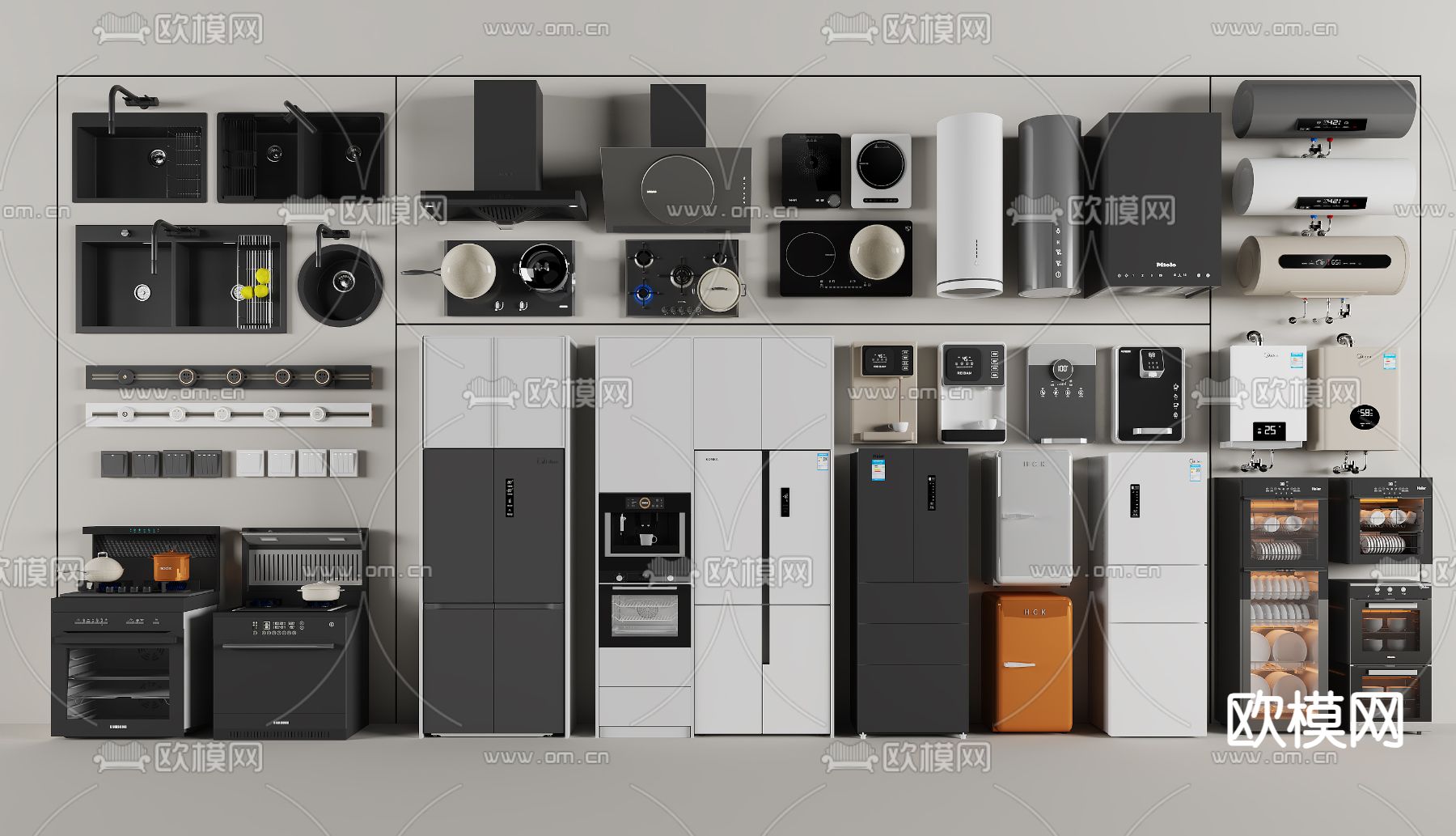 厨房电器 冰箱 消毒柜 油烟机3d模型下载