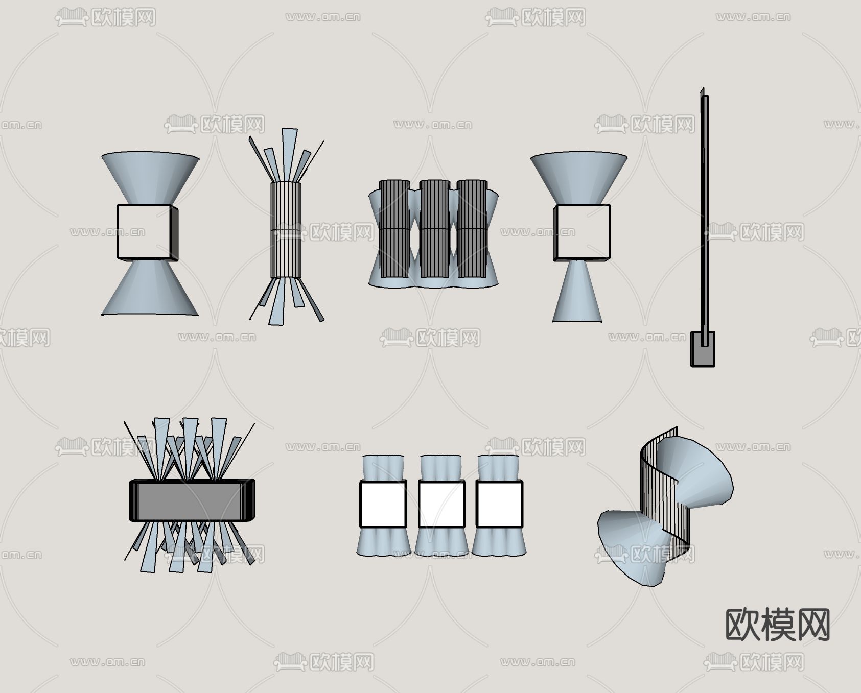 现代壁灯su模型下载（渲染图2）