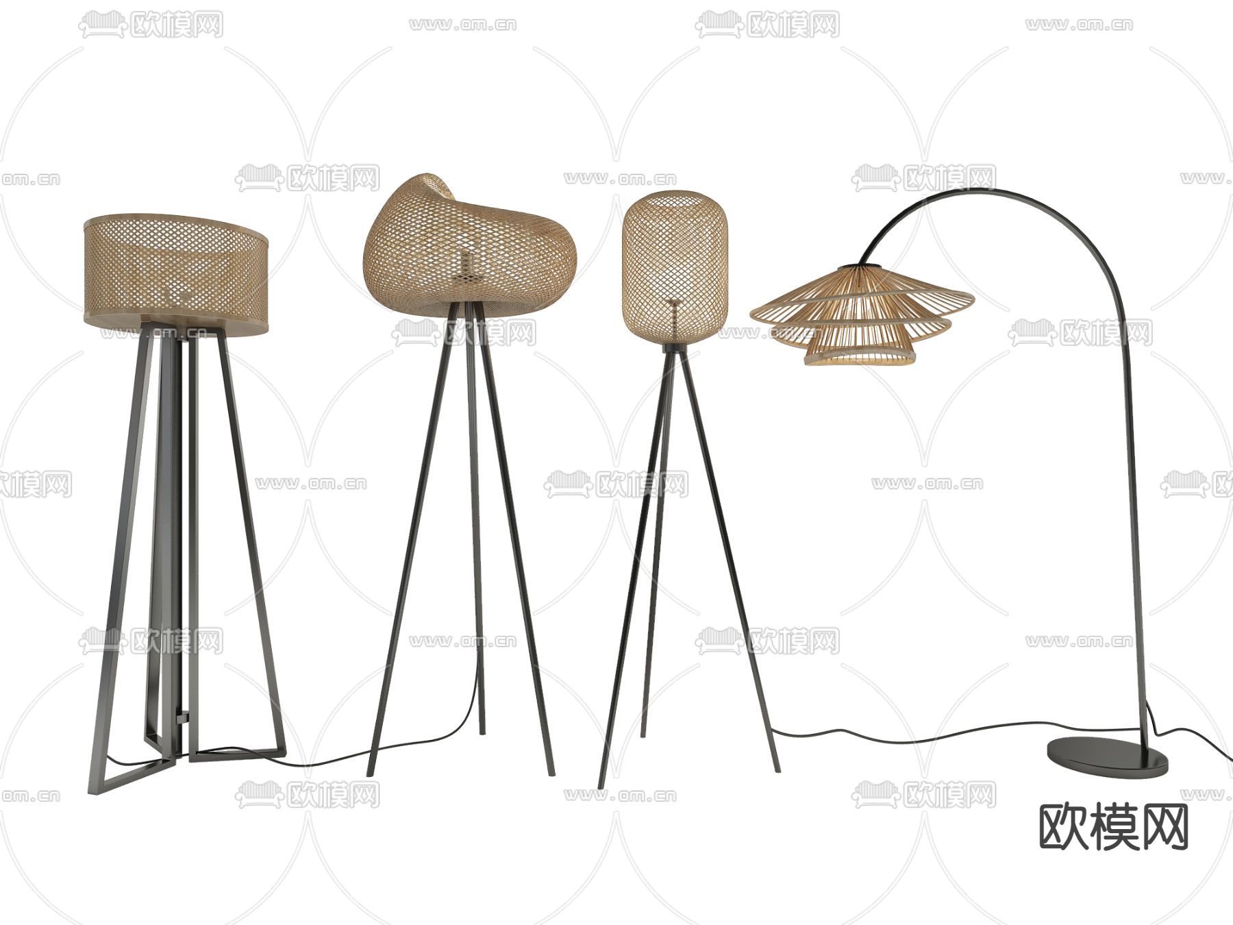 藤编落地灯3d模型下载