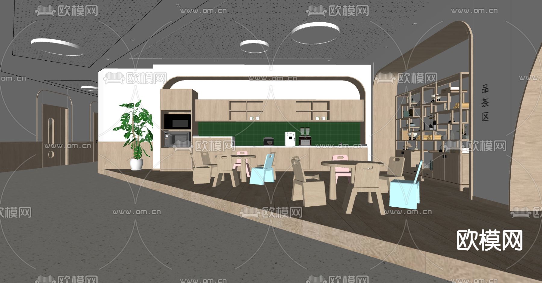 现代幼儿园走廊su模型下载（渲染图3）