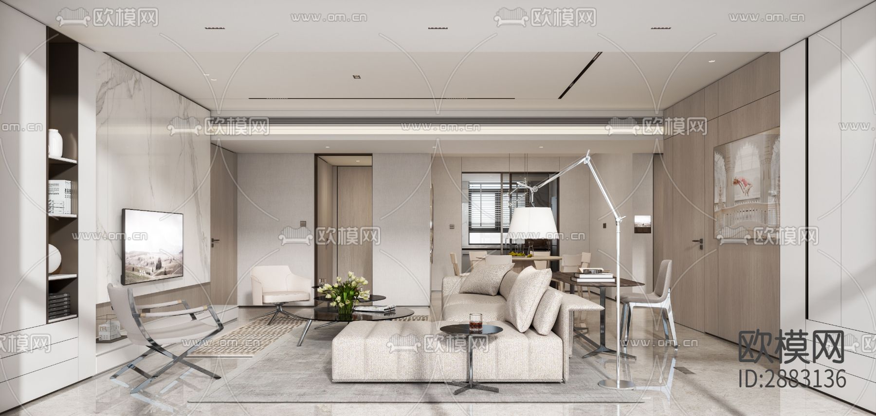 丹健国际-天津招商143样板房cad施工图下载（渲染图8）