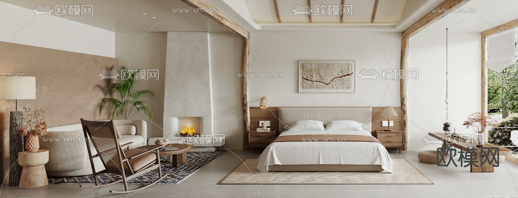 侘寂民宿 客房su模型下载（渲染图1）