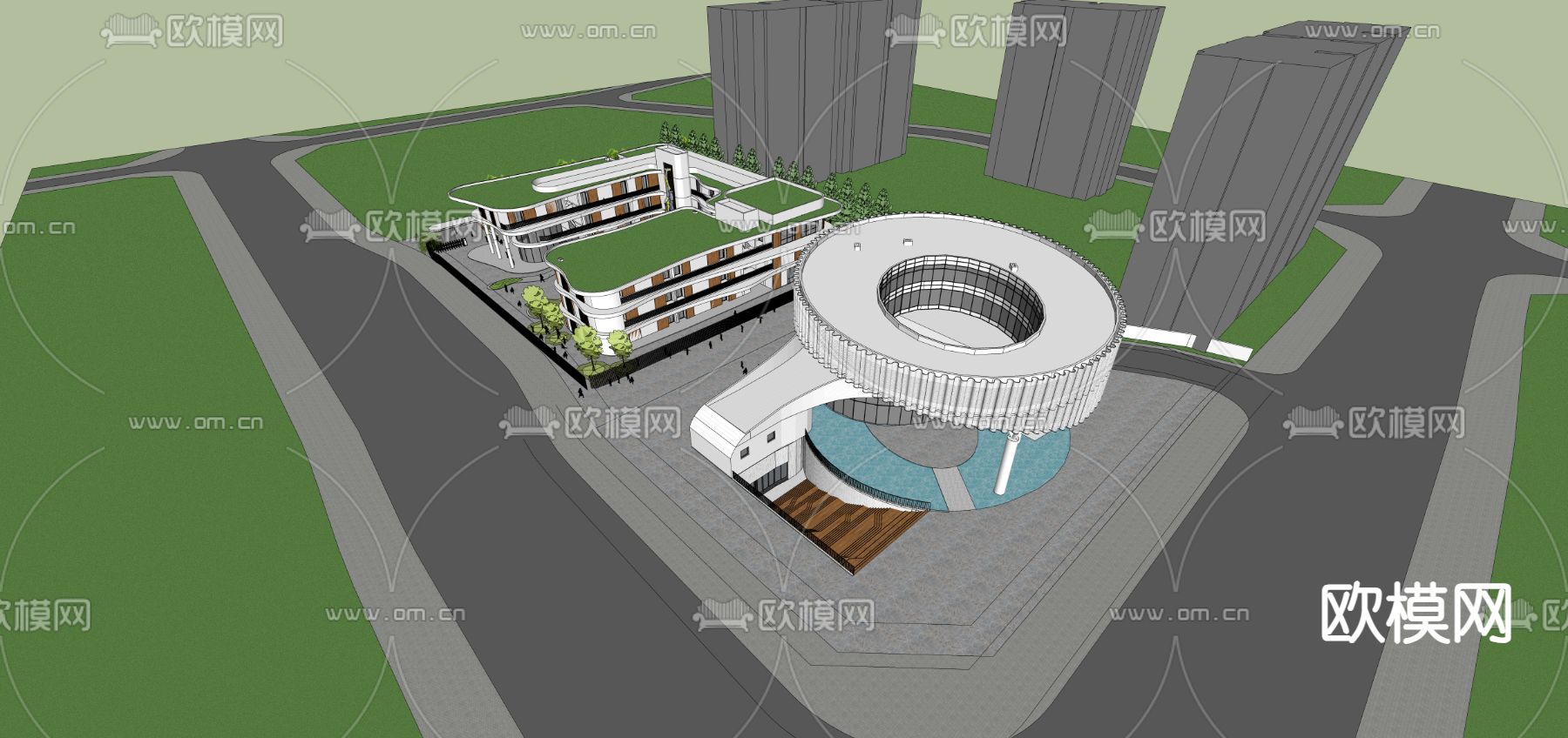 社区公服鸟瞰su模型下载（渲染图7）