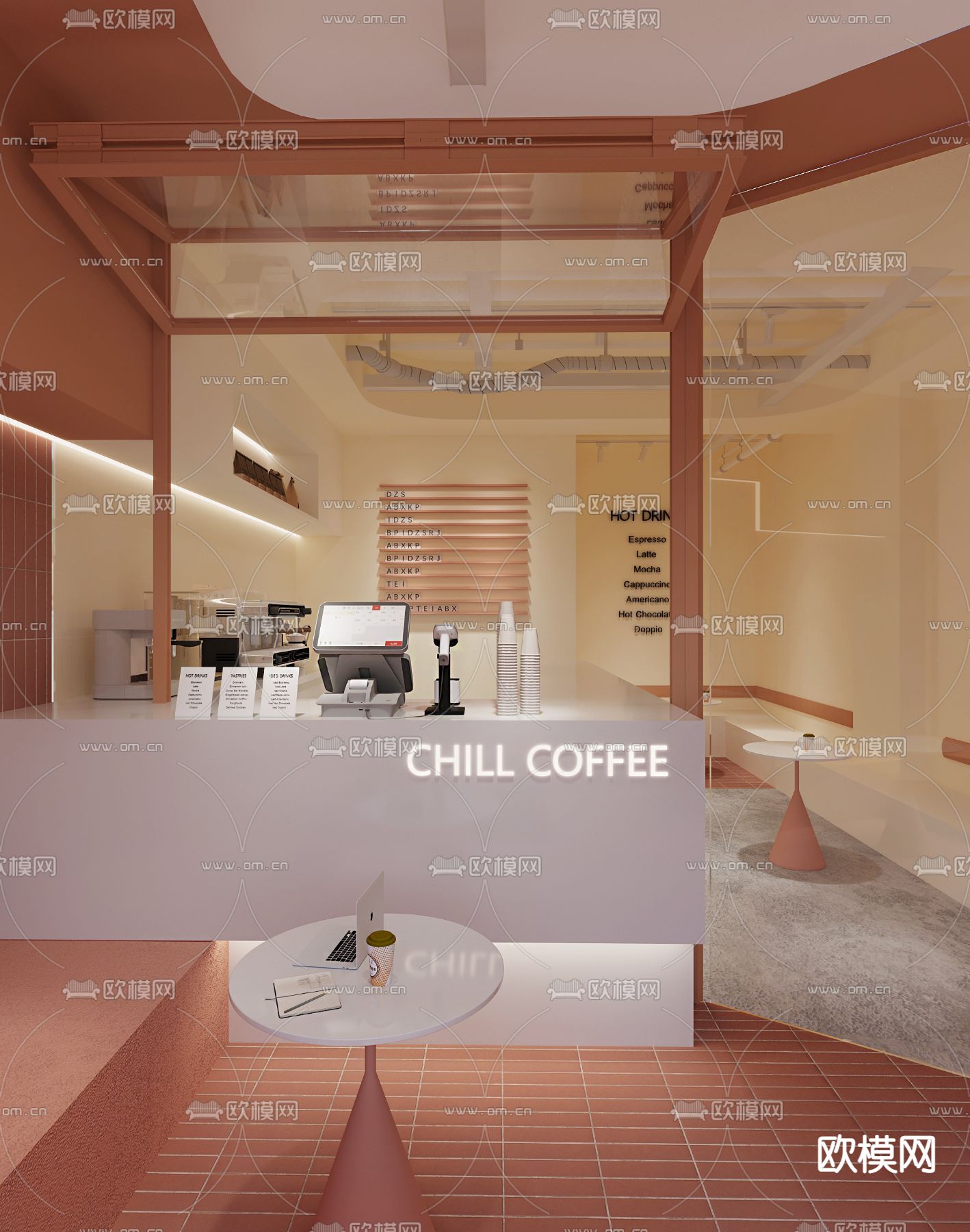 咖啡厅 咖啡店门头 店招3d模型下载（渲染图2）