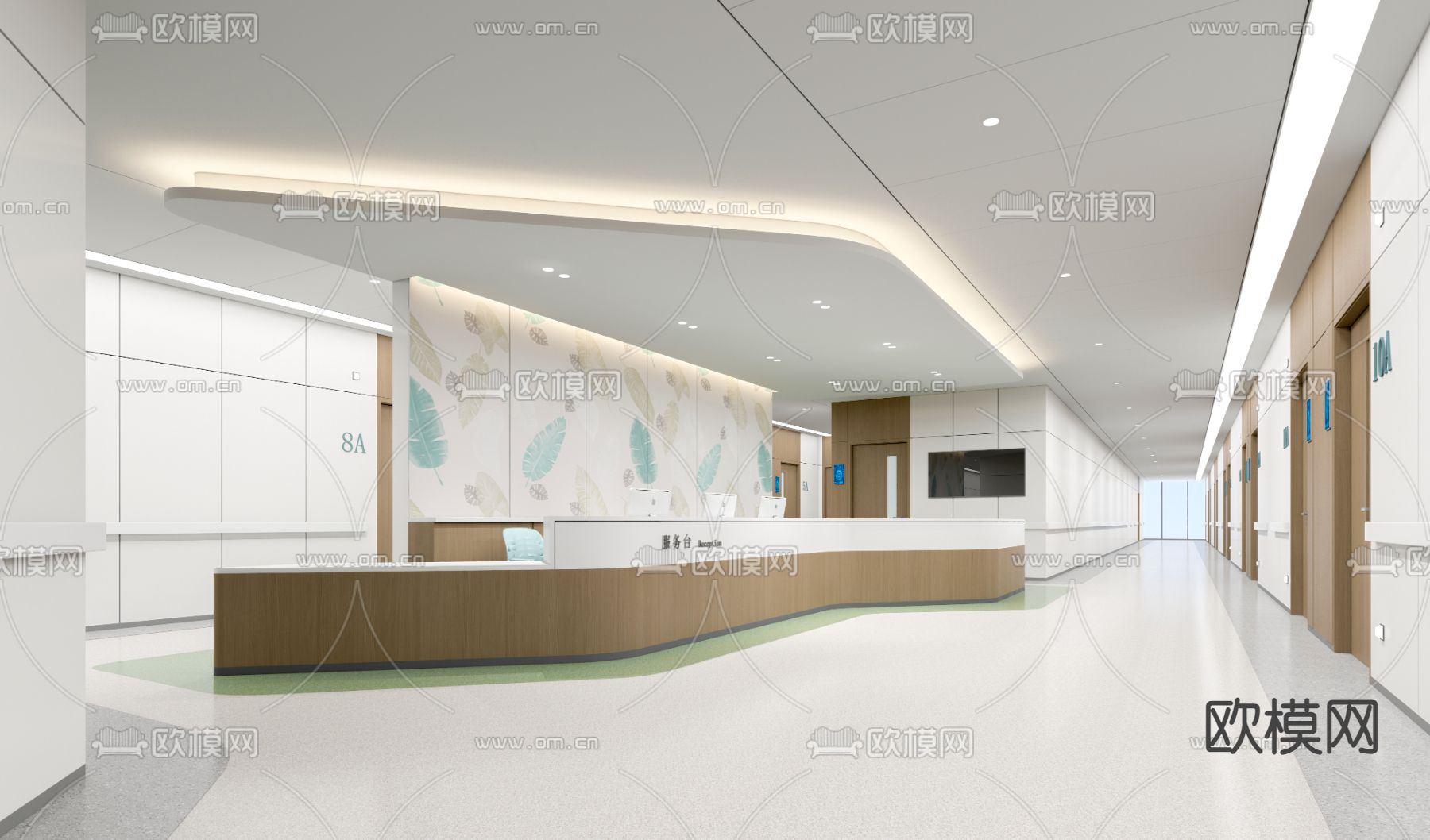 医院护士站 走廊su模型下载（渲染图1）