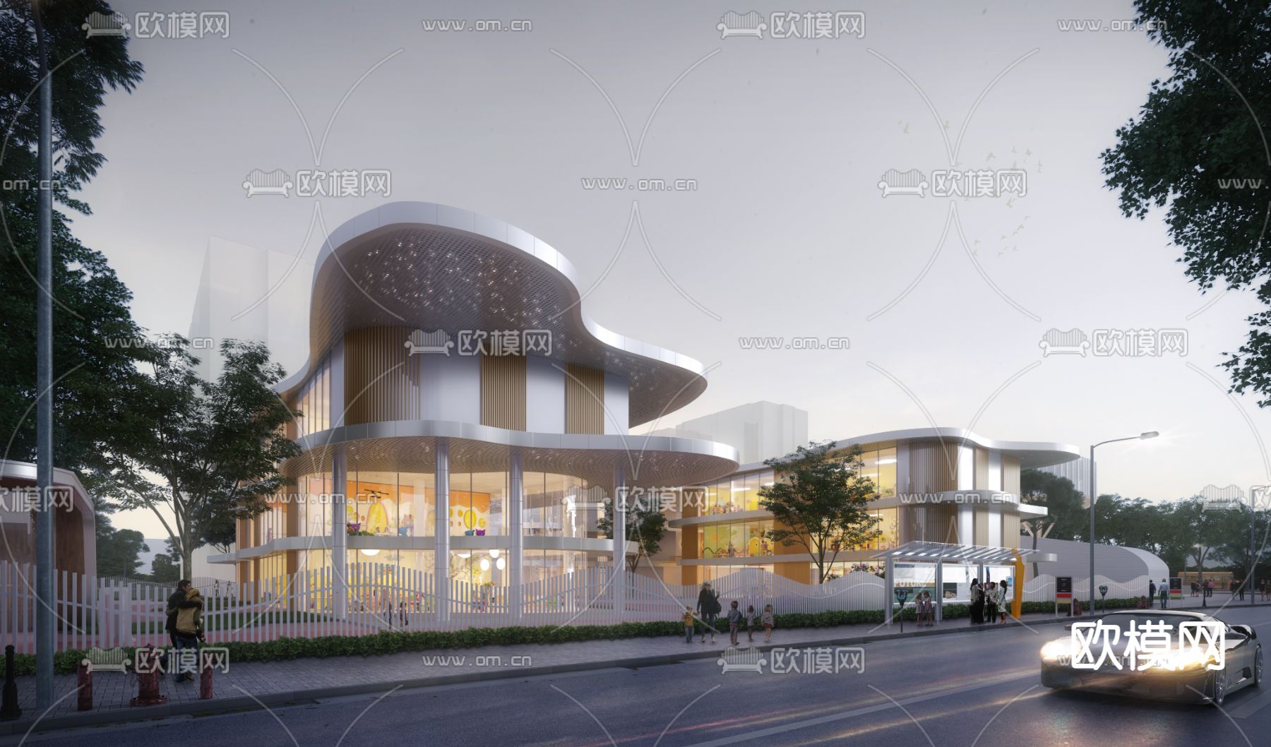 社区公服鸟瞰su模型下载（渲染图2）