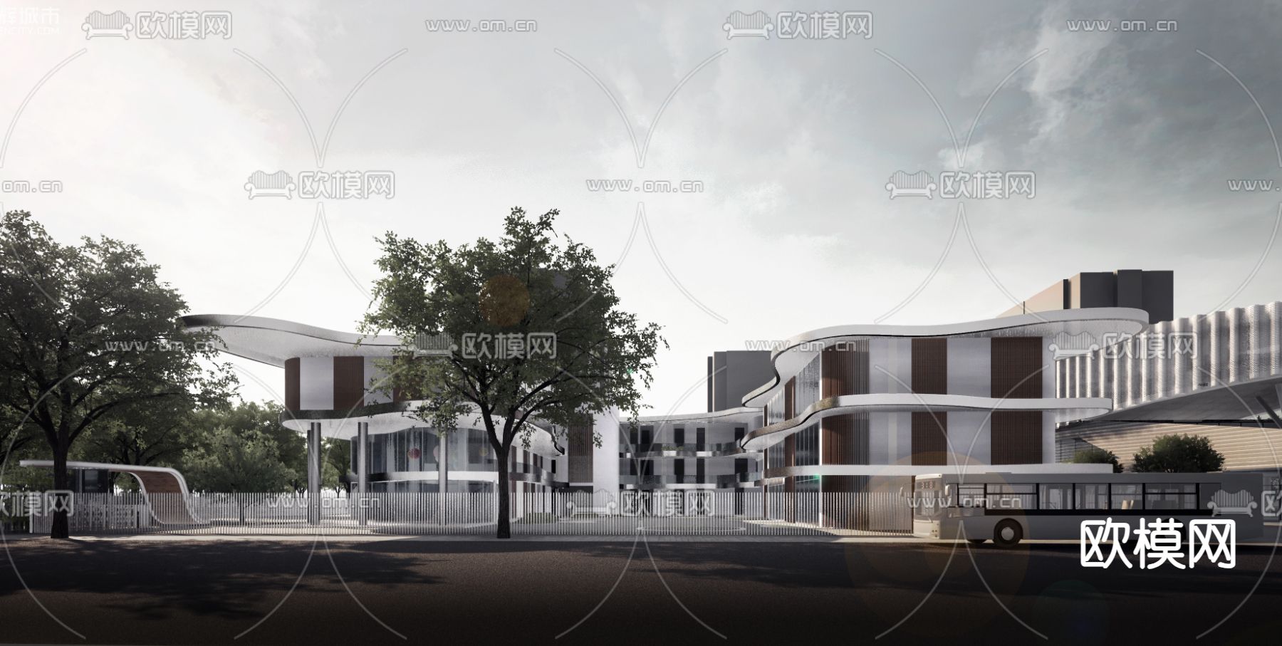 社区公服鸟瞰su模型下载（渲染图4）