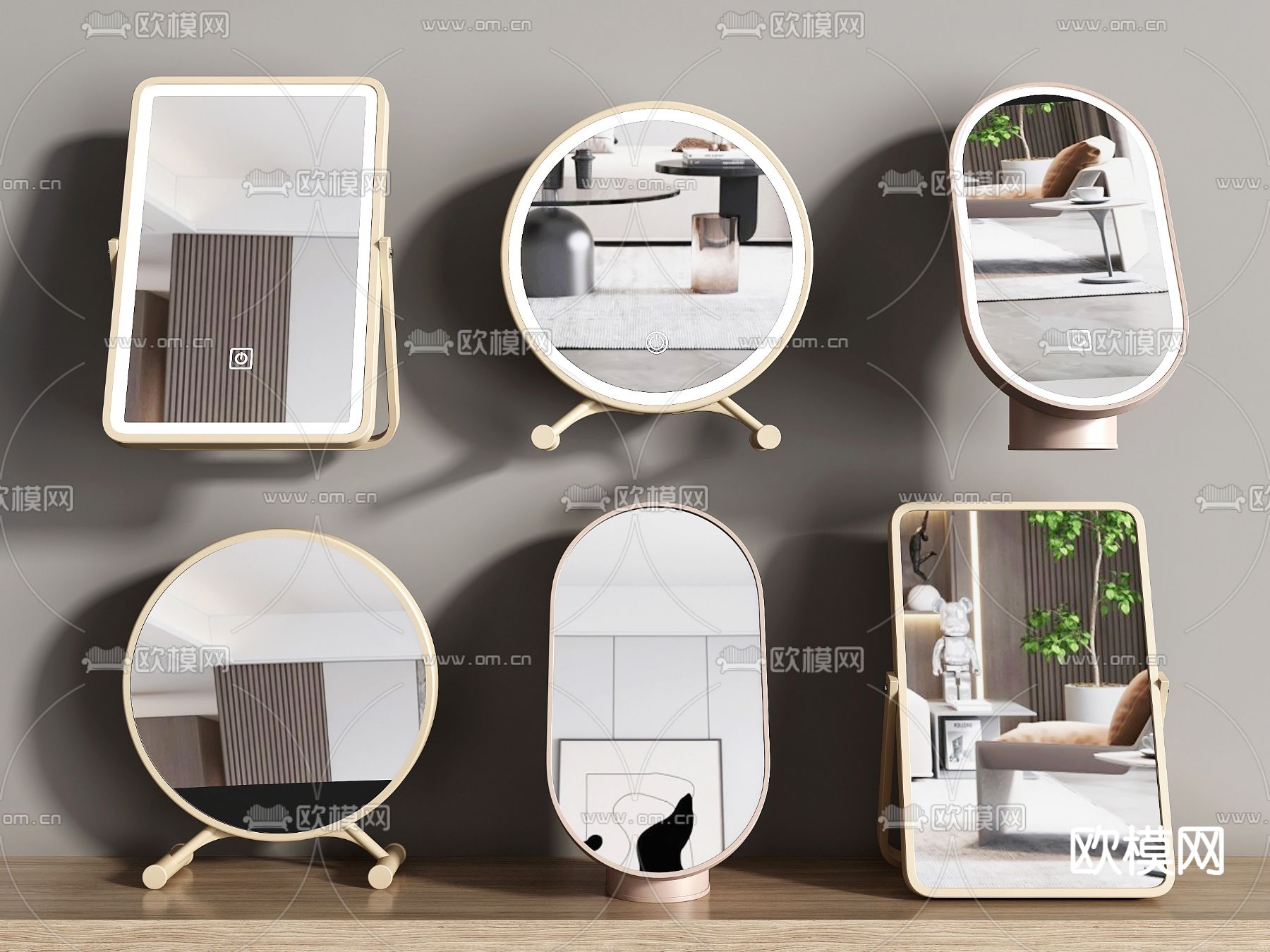 镜子 化妆镜 梳妆镜 美容镜 圆镜3d模型下载