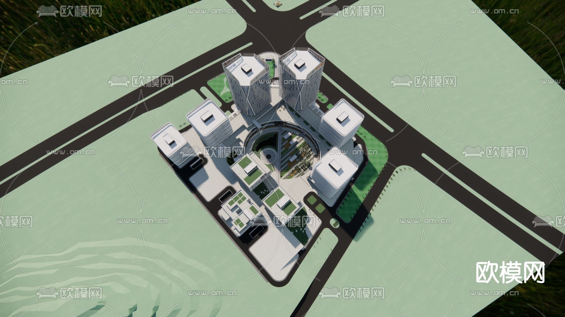 商业建筑外观su模型下载（渲染图2）