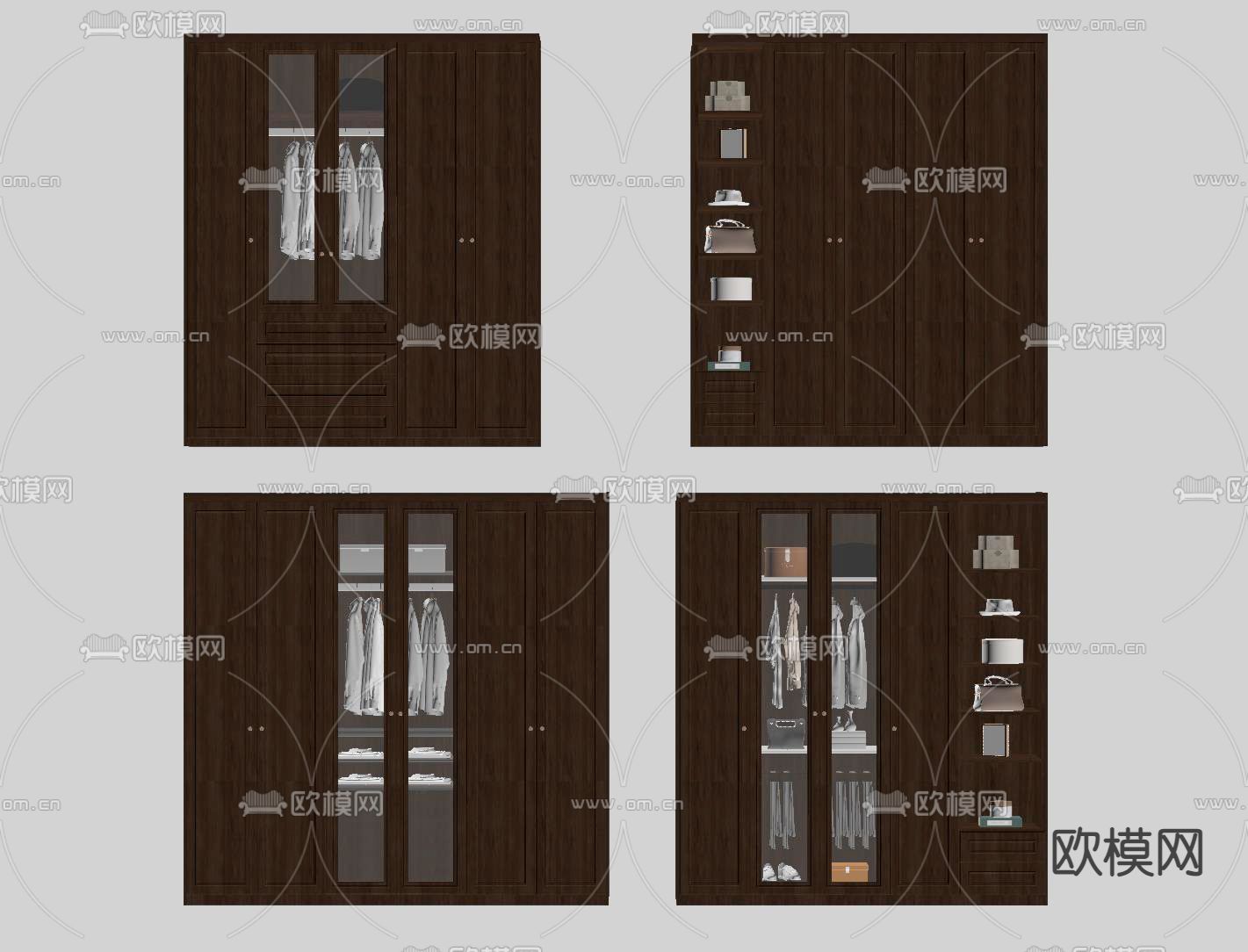 美式衣柜su模型下载（渲染图2）