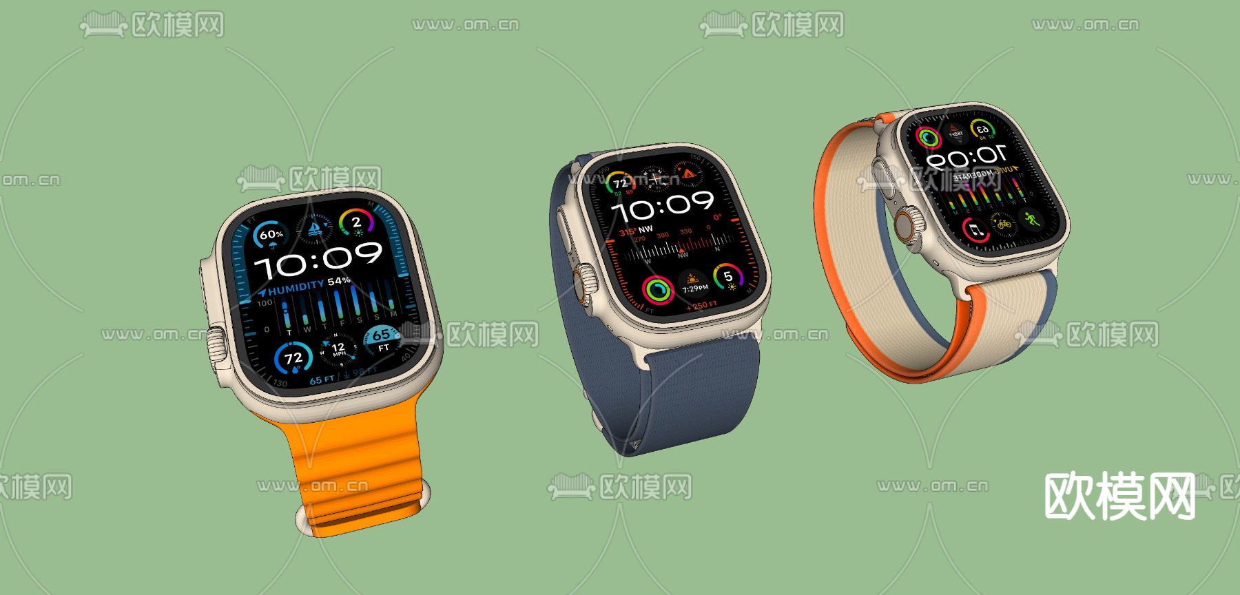 苹果智能手表su模型下载（渲染图2）