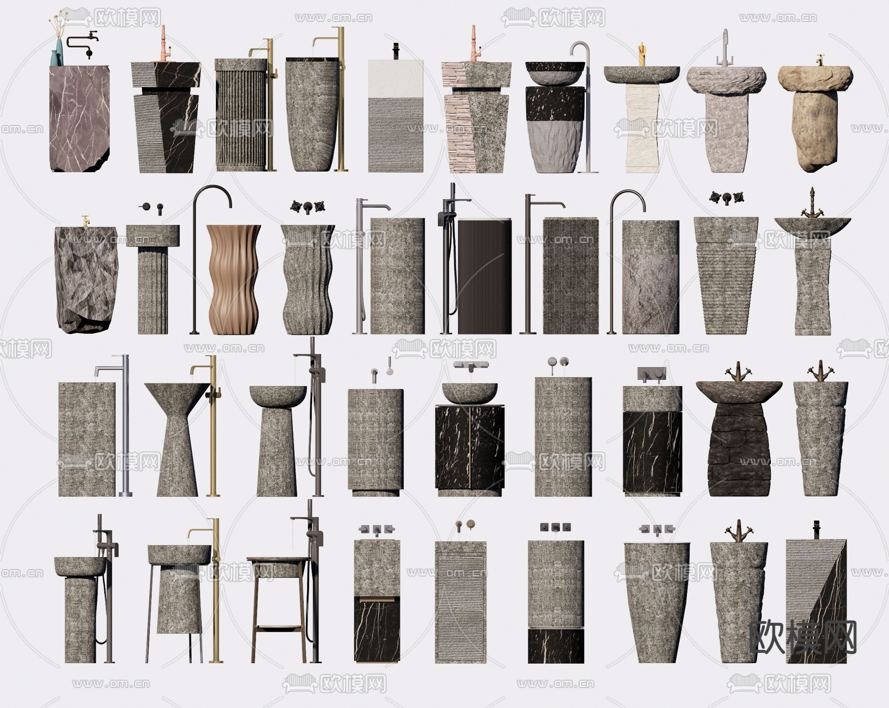 石槽洗手盆su模型