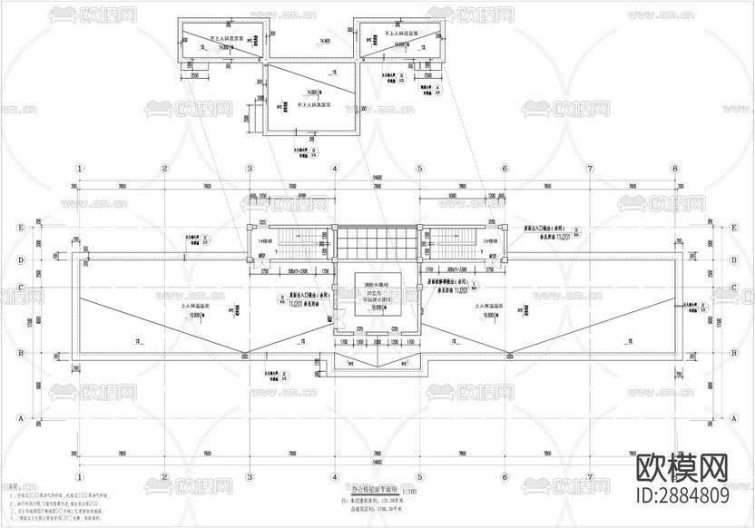 藏式辦公樓全套cad施工圖下載(渲染圖2)