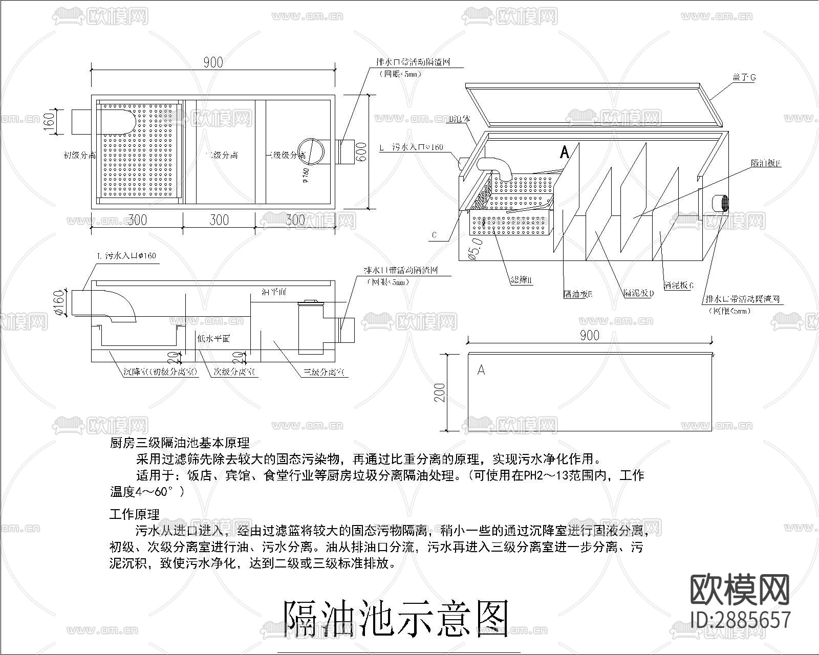 排水位图例说明cad大样图下载（渲染图2）