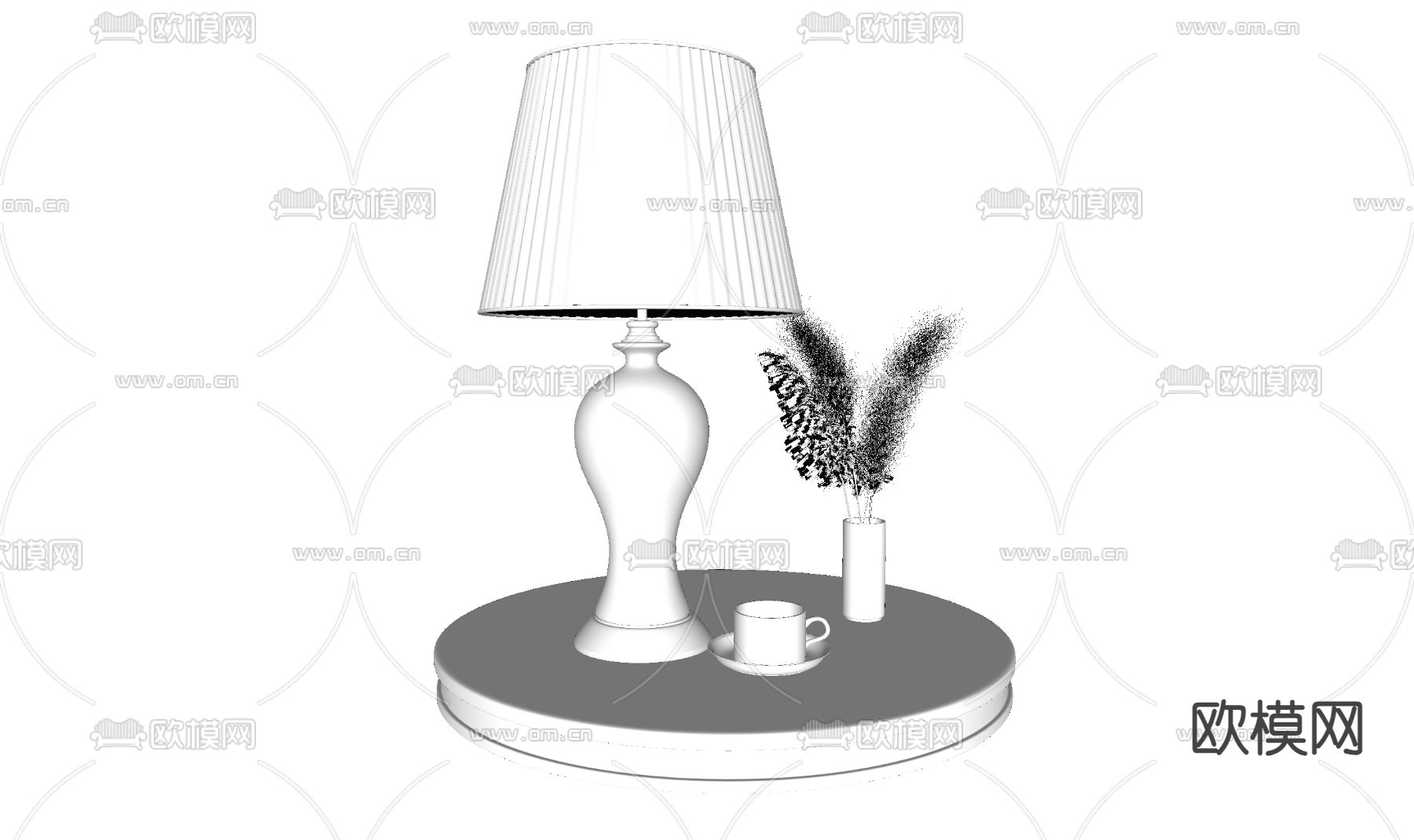 青花瓷台灯su模型下载（渲染图2）