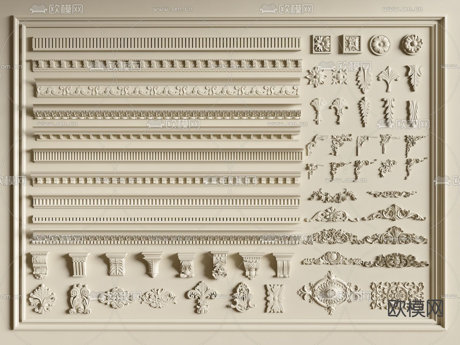 法式石膏线su模型下载