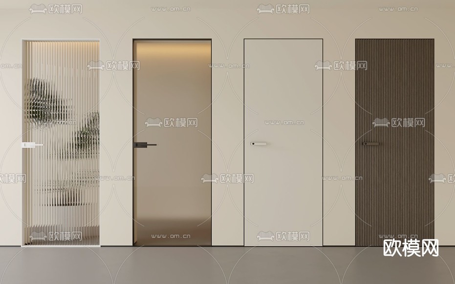 长虹玻璃门 单开门 暗藏门 房门3d模型下载