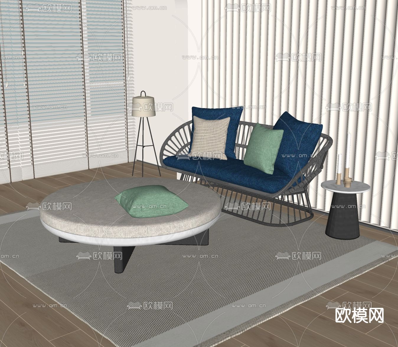 Poliform 组合沙发su模型下载（渲染图2）