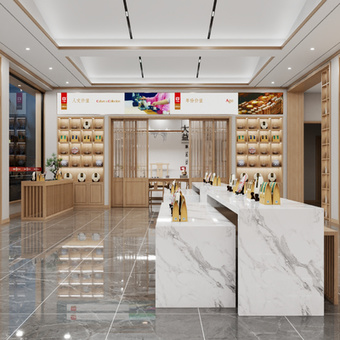 新中式茶叶店 专卖店3d模型
