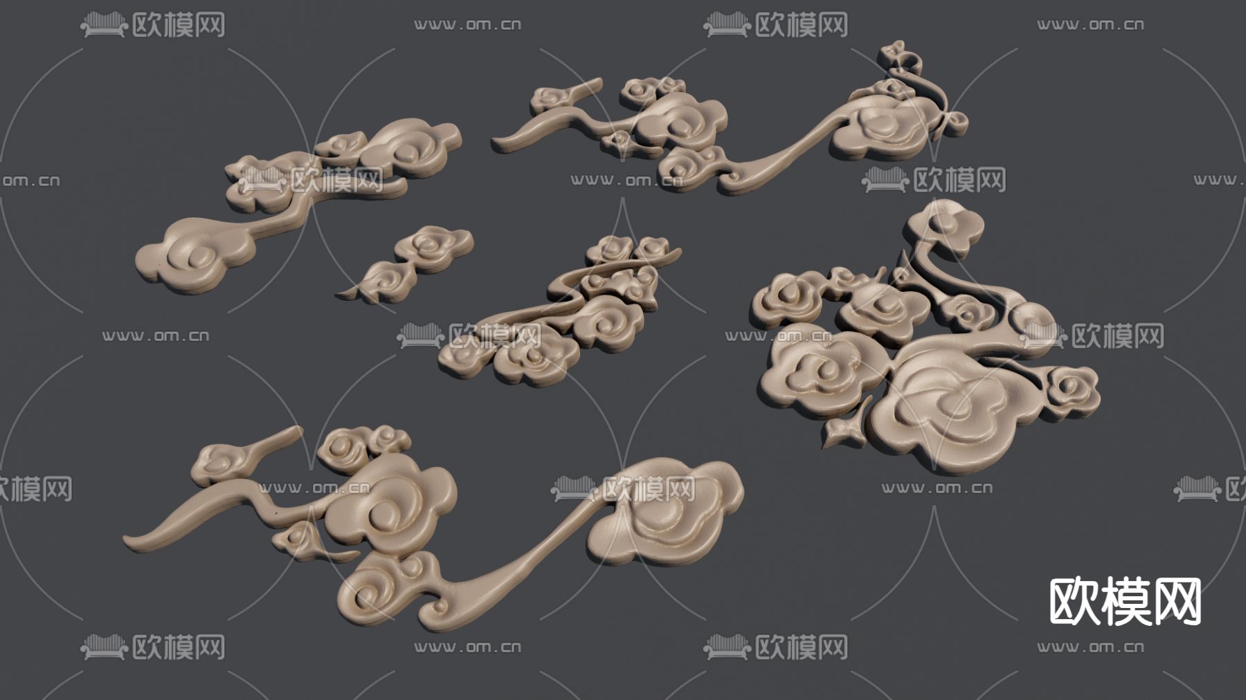 祥云浮雕su模型下载（渲染图1）