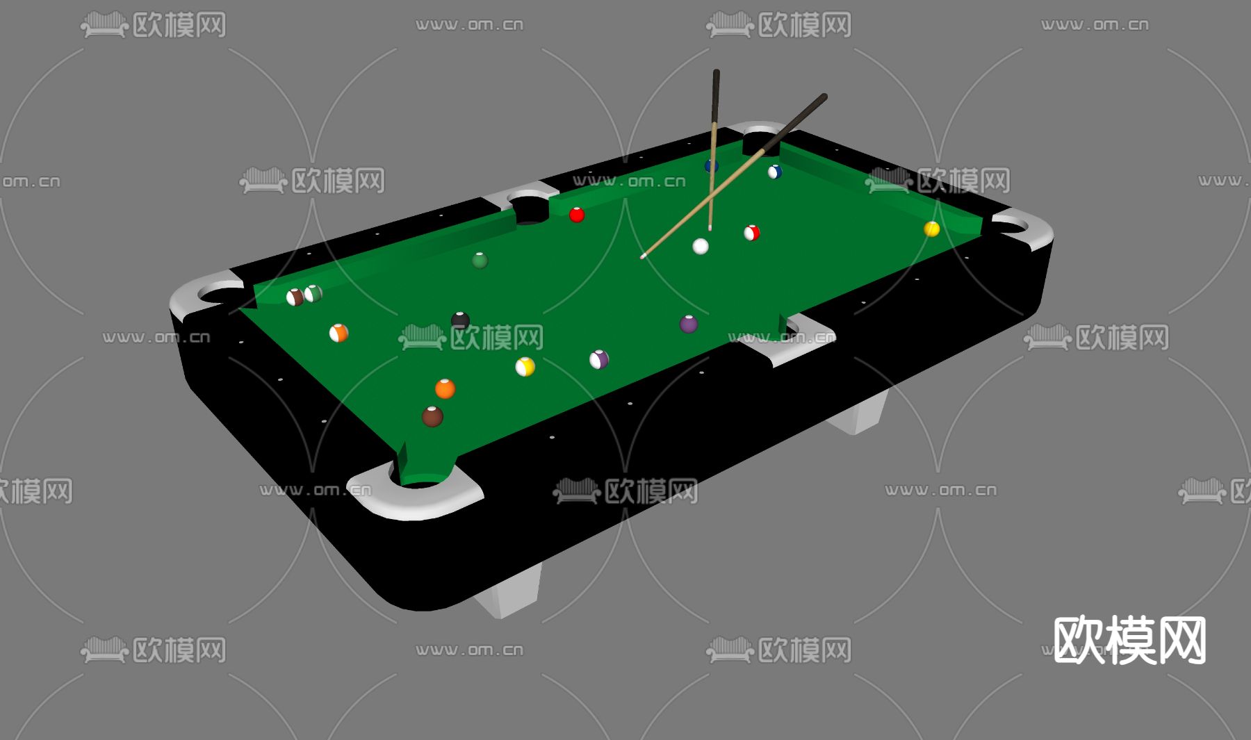 九球球台 台球桌 美式台球su模型下载（渲染图2）