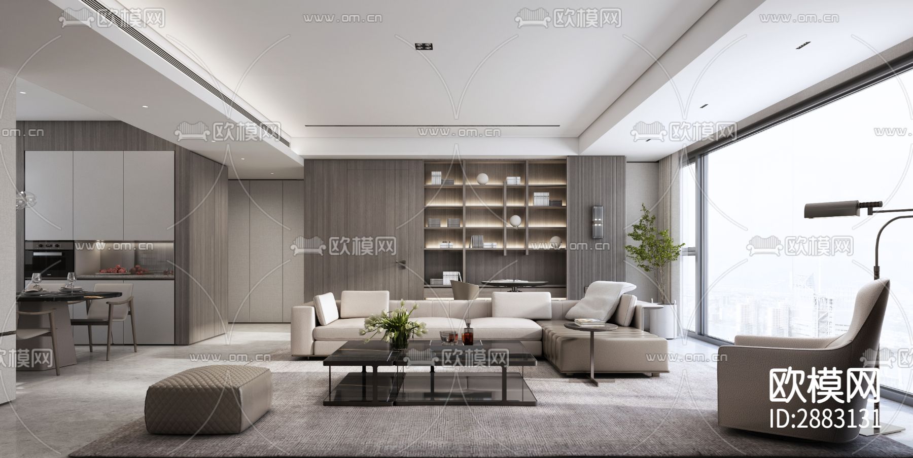 丹健国际-天津招商167户型样板房cad施工图下载（渲染图5）