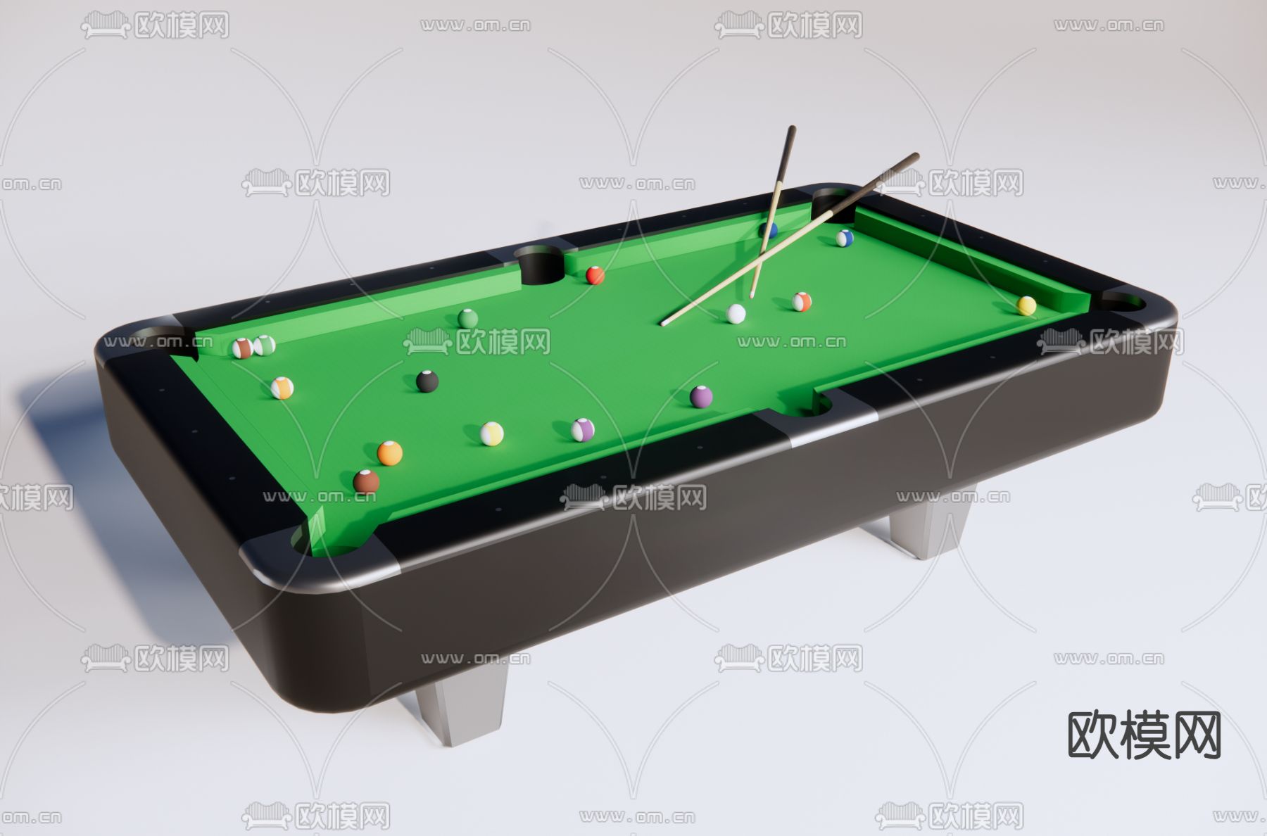九球球台 台球桌 美式台球su模型下载（渲染图1）