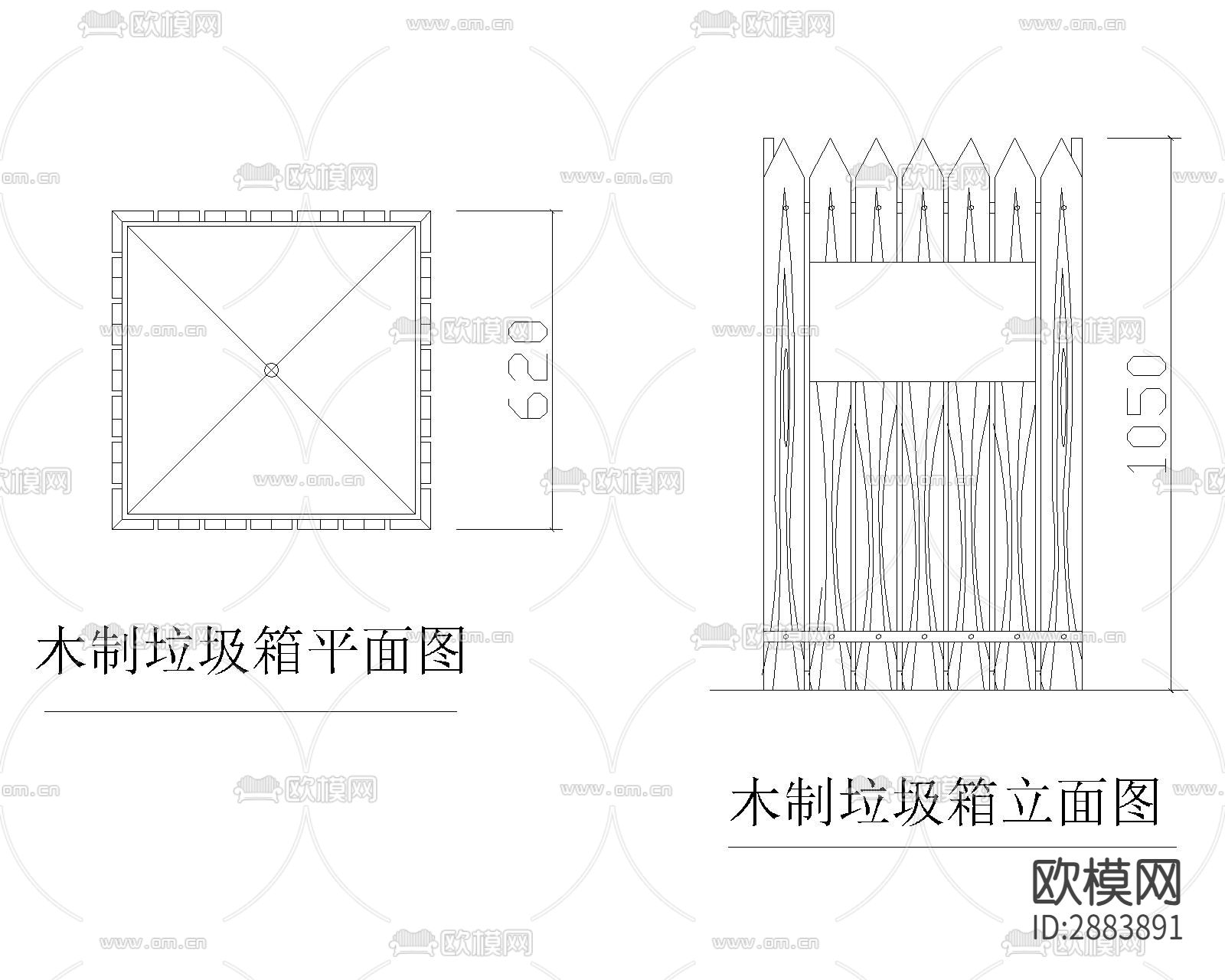 垃圾桶cad大样图下载（渲染图6）