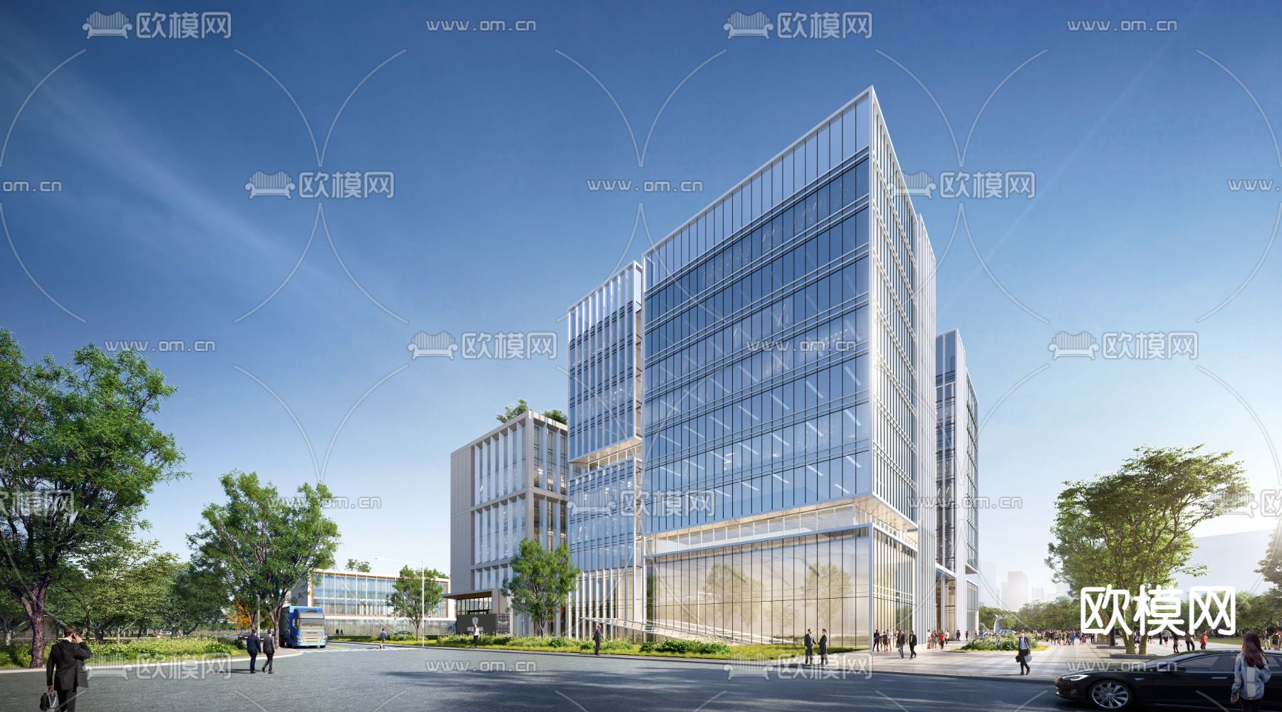 现代产业园鸟瞰su模型下载（渲染图4）