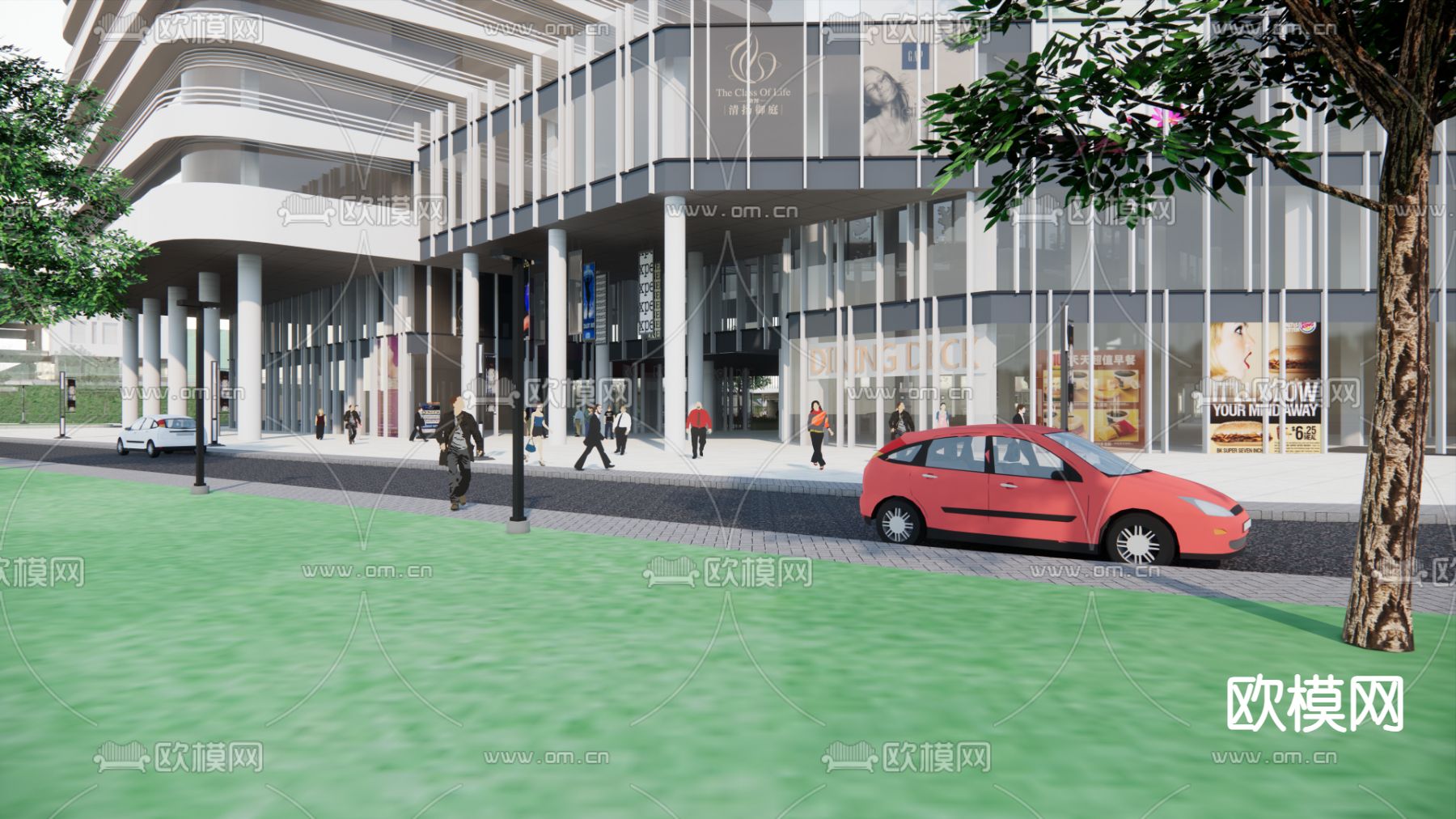 商业建筑外观su模型下载（渲染图5）