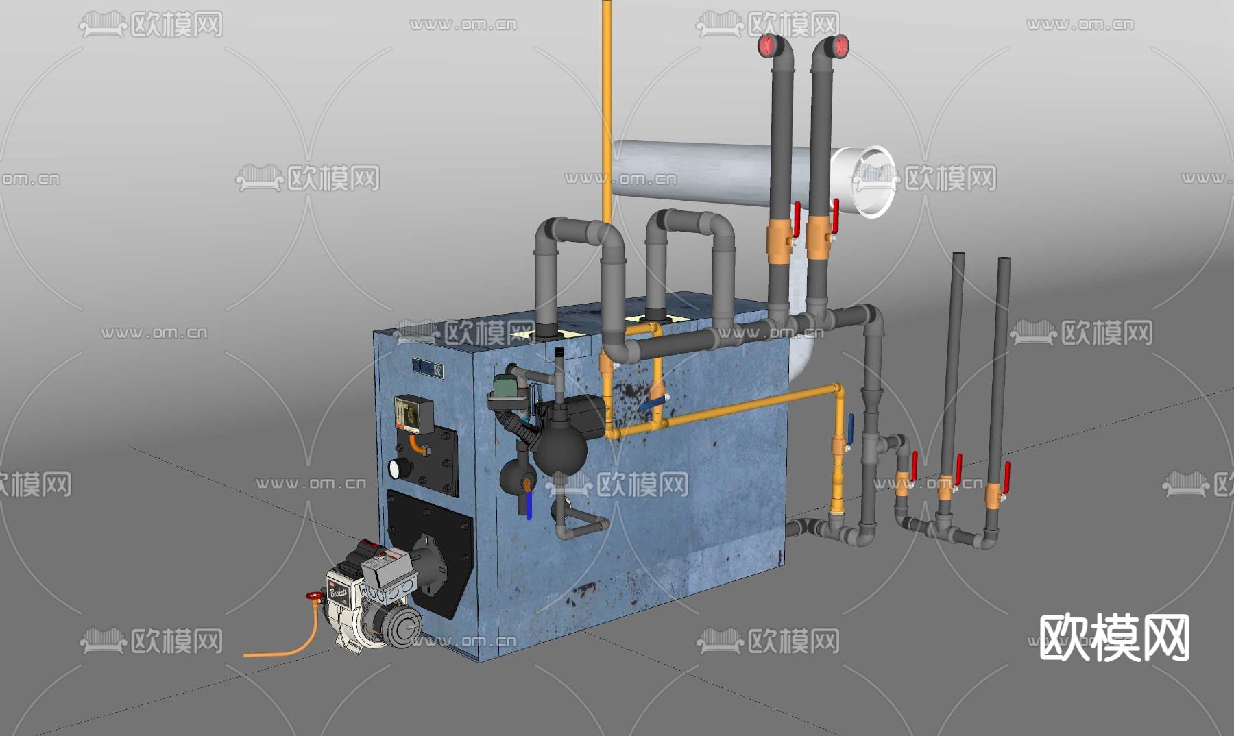 小型燃气锅炉su模型下载（渲染图2）