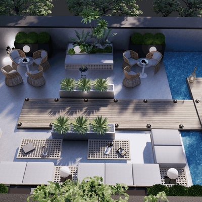  现代屋顶花园su模型 