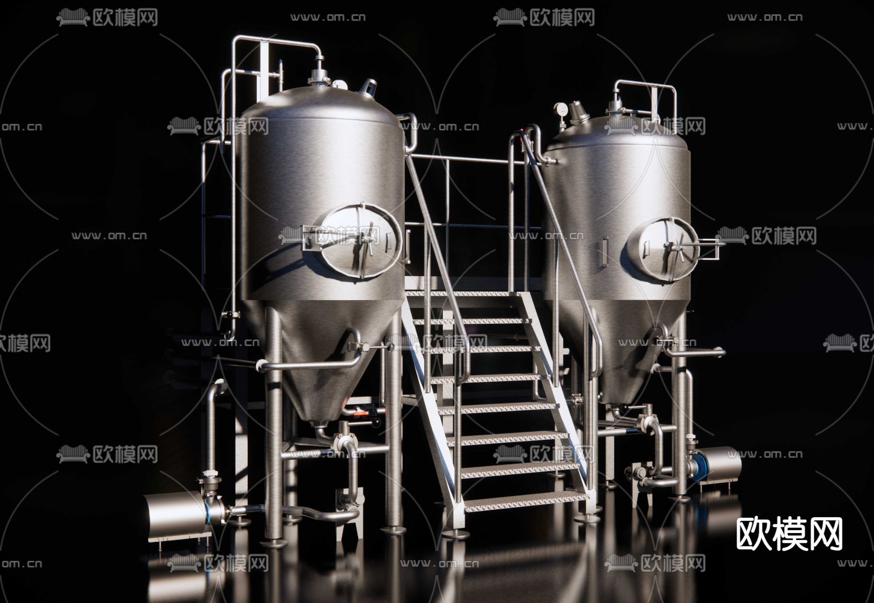 啤酒发酵罐su模型下载（渲染图2）