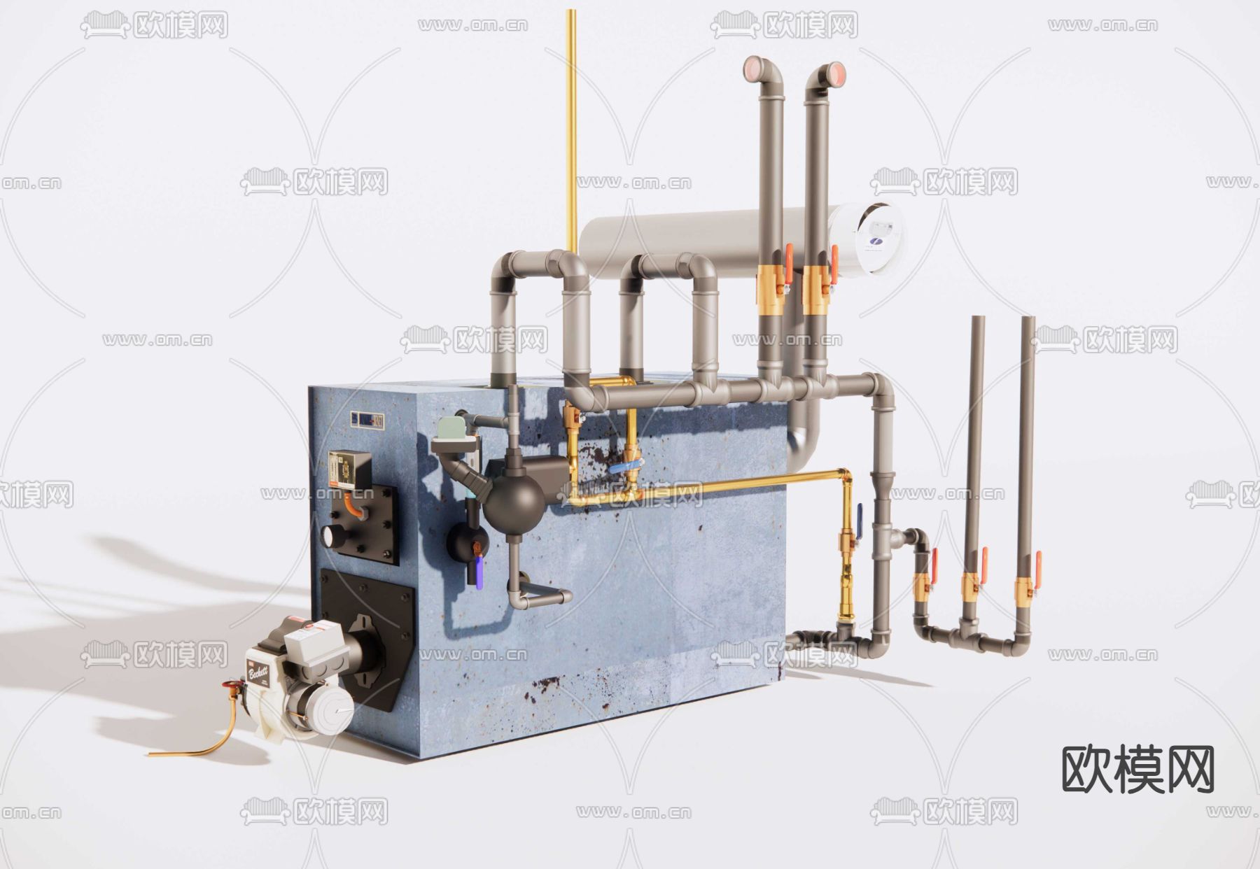 小型燃气锅炉su模型下载（渲染图1）