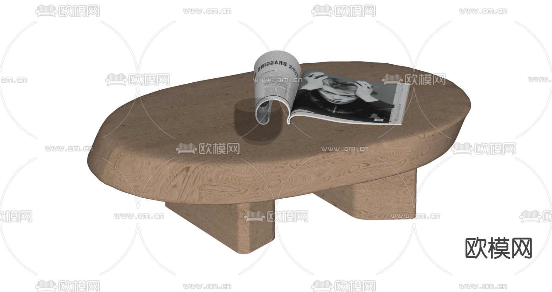 侘寂风茶几su模型下载（渲染图2）