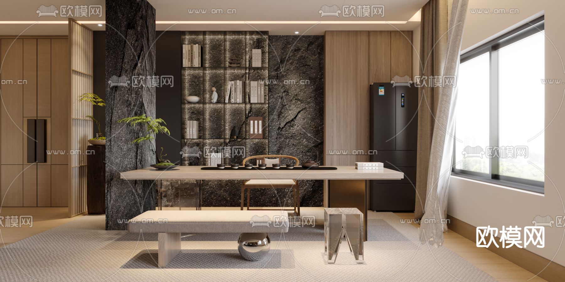 总经理室 董事长室3d模型下载（渲染图2）