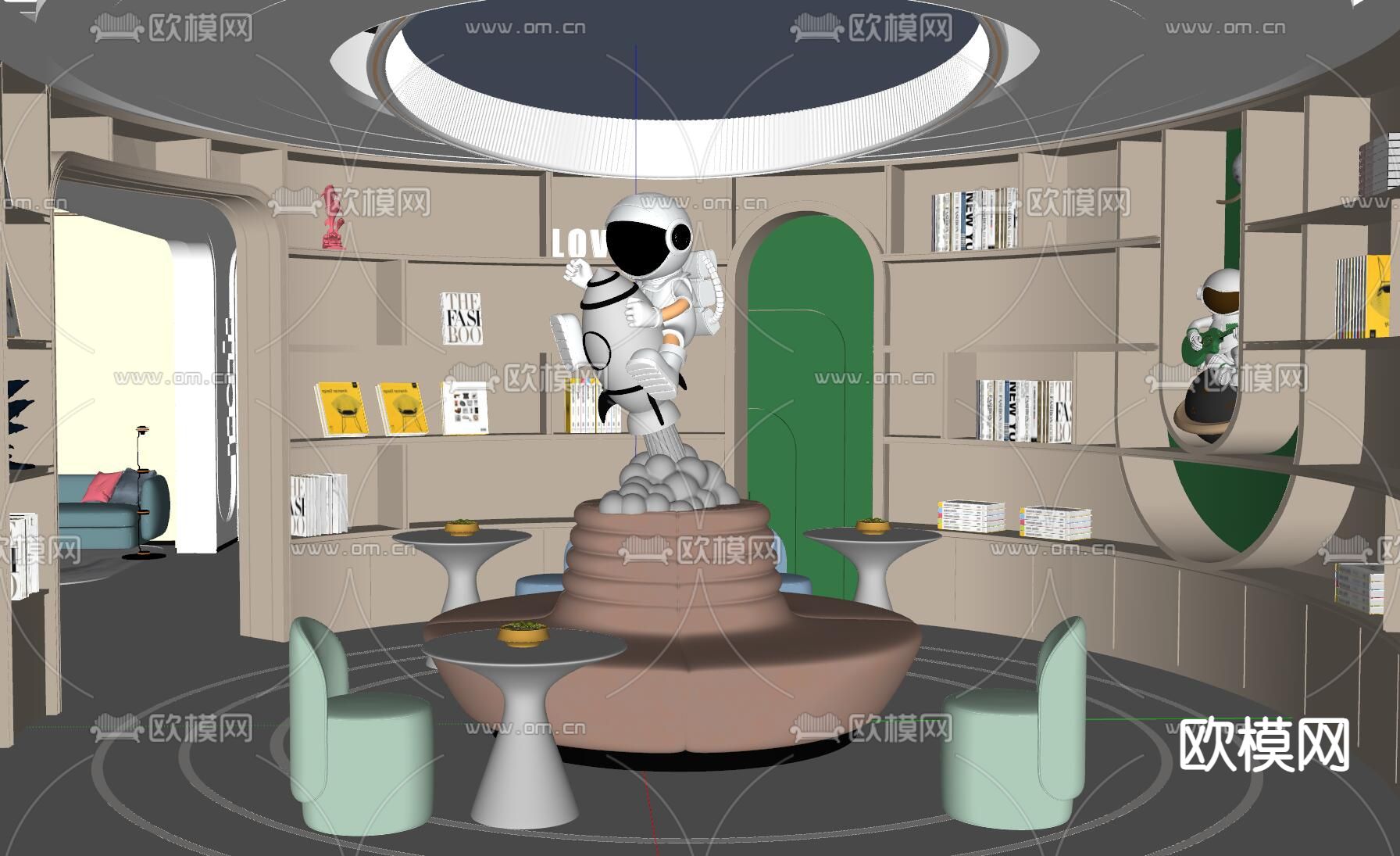 儿童图书馆 阅读su模型下载（渲染图2）