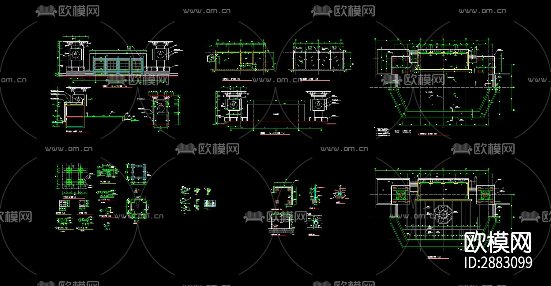 休闲平台 临水栈台cad大样图下载