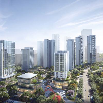  现代办公楼鸟瞰su模型 