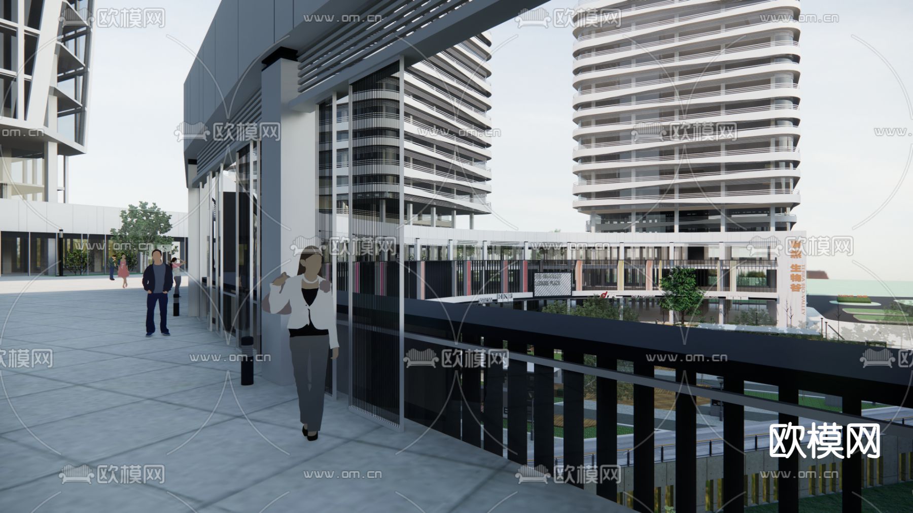 商业建筑外观su模型下载（渲染图3）