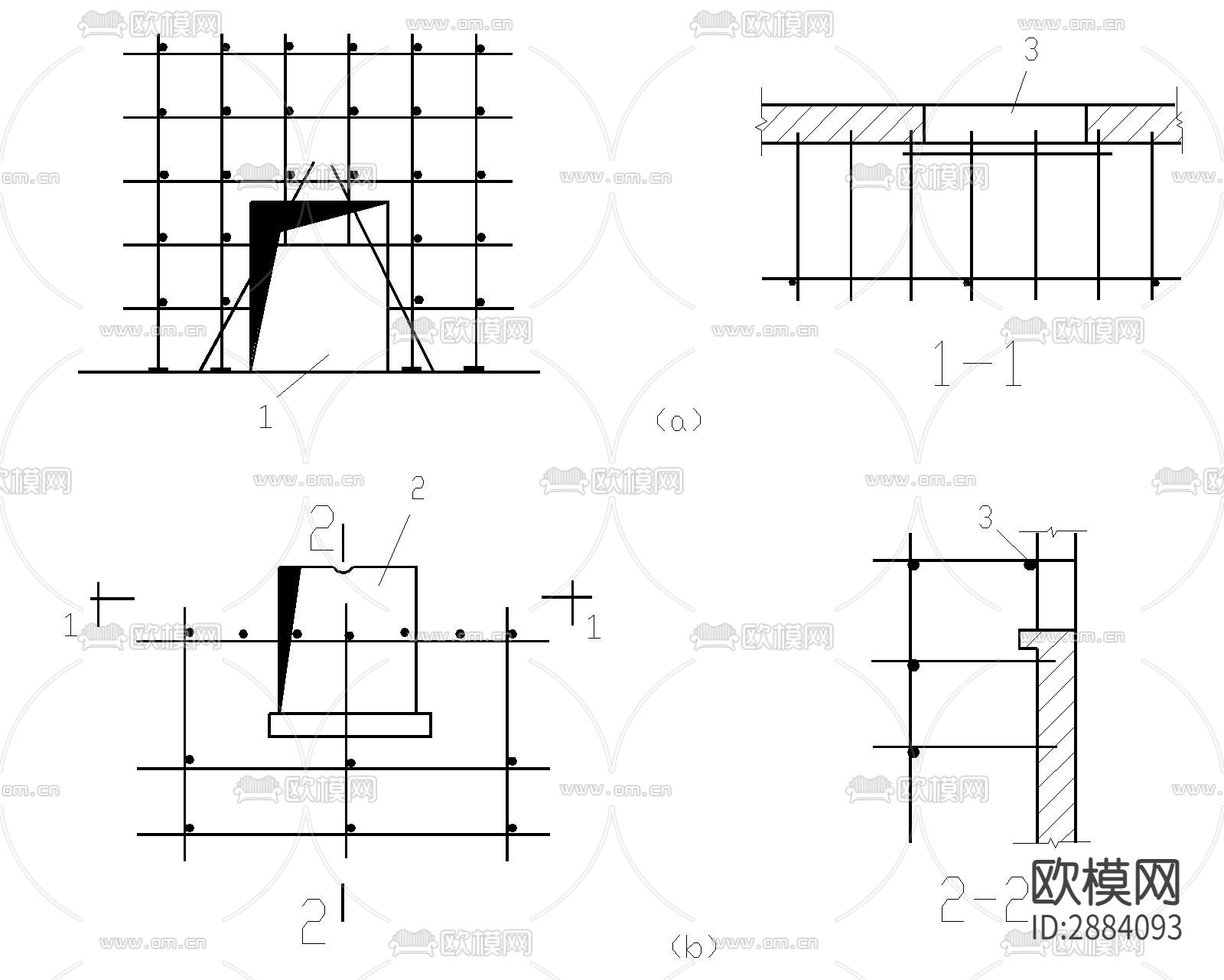 脚手架合集cad大样图下载（渲染图2）