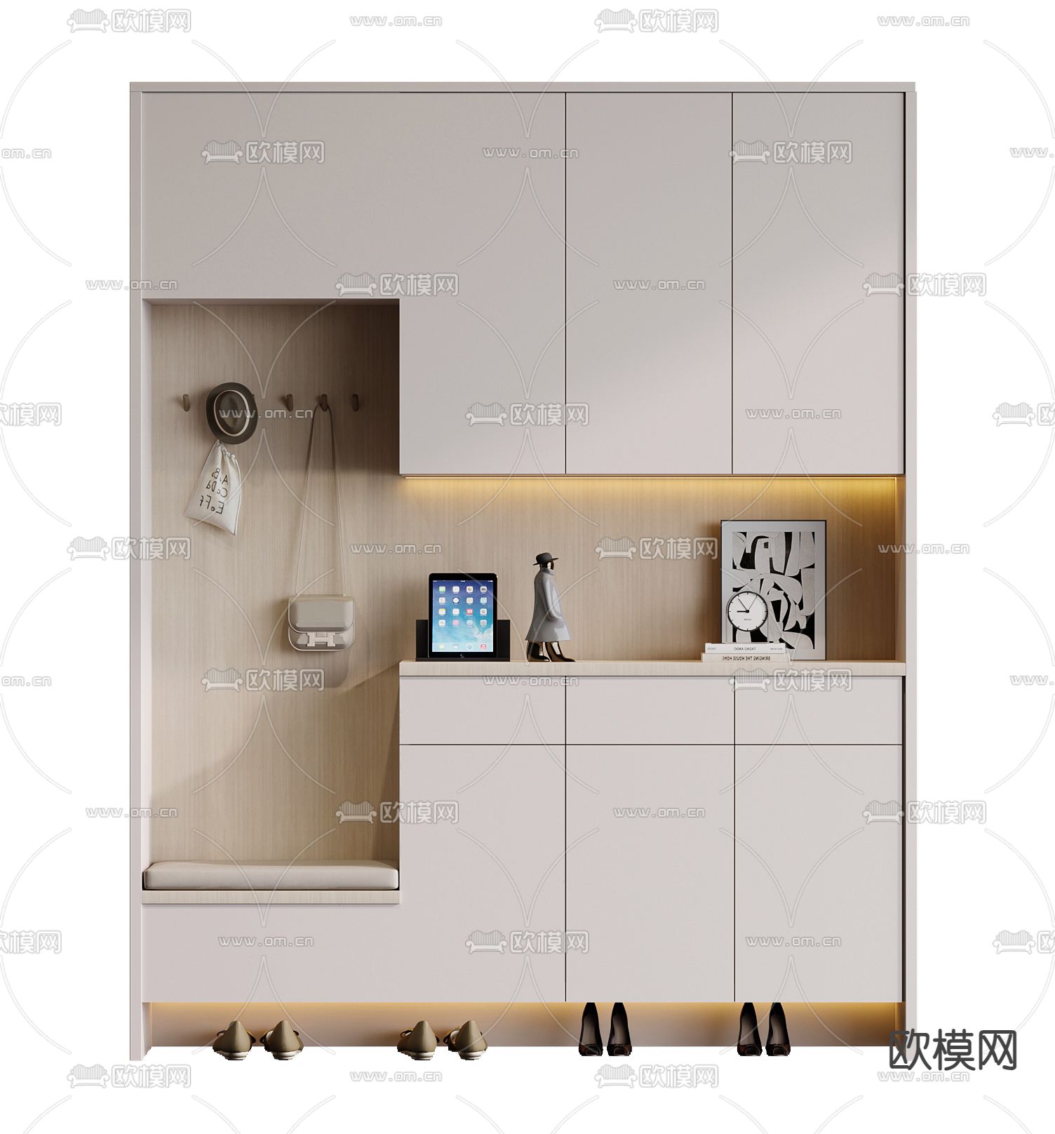 玄关鞋柜3d模型下载