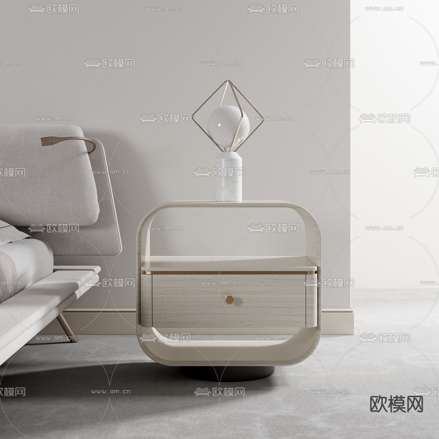 现代床头柜3d模型下载